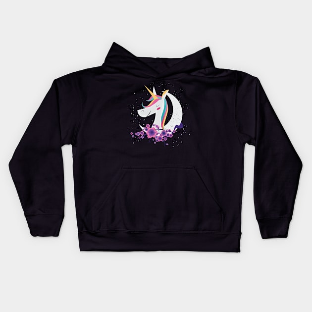 Unicorn Kids Kids Hoodie by JoeColors